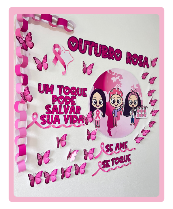 painel outubro rosa, painel outubro rosa borboletas, painel outubro rosa para imprimir, painel outubro rosa escola, painel outubro rosa pdf, decoração outubro rosa, painel campanha outubro rosa