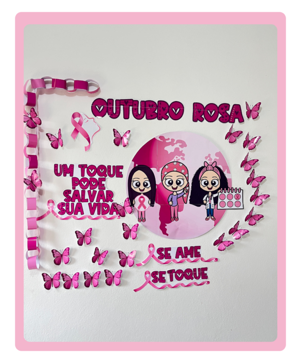 painel outubro rosa, painel outubro rosa borboletas, painel outubro rosa para imprimir, painel outubro rosa escola, painel outubro rosa pdf, decoração outubro rosa, painel campanha outubro rosa